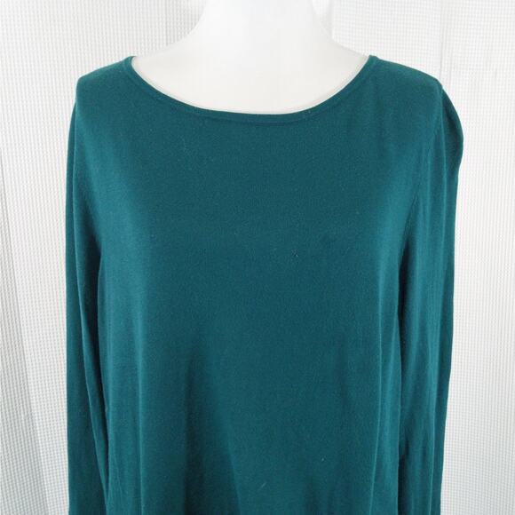 ANN TAYLOR LOFT! EMERALD GREEN ULTRA LIGHTWEIGHT SWEATER, CHIFFON SKIRT! SZ L - Picture 3 of 7
